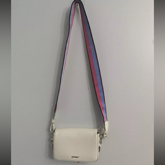 Off-White Saffiano Striped Mini Diag Binder Clip Bag - Picture 3 of 6